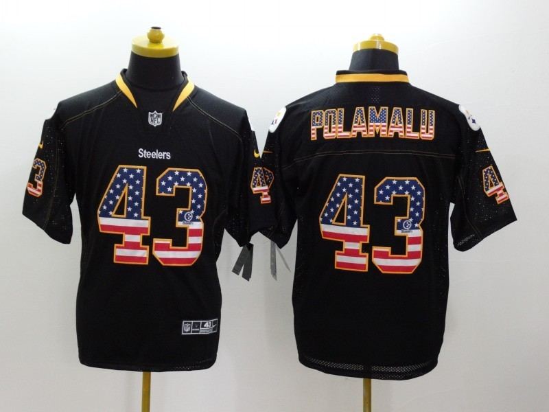 Men's Pittsburgh Steelers Troy Polamalu #43 Black Alternate Jersey